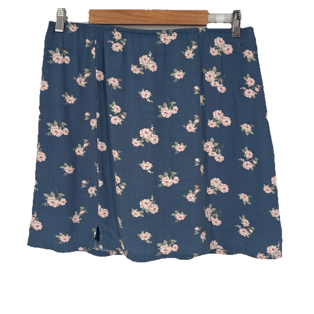 American‎ Eagle Womens Floral Mini Skirt Size Large Blue Cottagecore Feminine